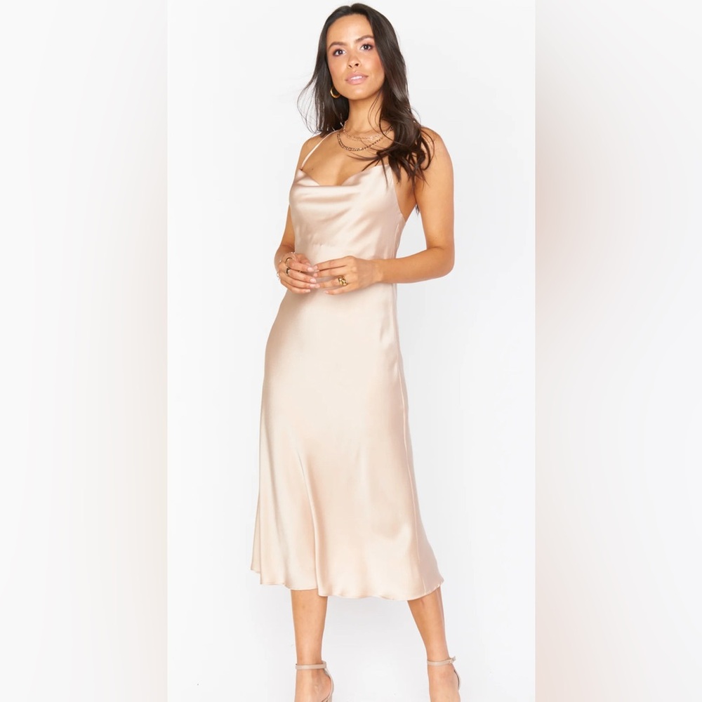 Show Me Your MuMu - Verona Cowl Dress in Champagne Luxe Satin